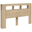 sengegavl 160x18,5x103,5 cm LED-lys konstrueret træ sonoma-eg