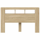sengegavl 160x18,5x103,5 cm LED-lys konstrueret træ sonoma-eg