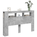 sengegavl m. LED-lys 160x18,5x103,5 cm konstrueret træ betongrå