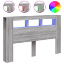 sengegavl 160x18,5x103,5 cm LED-lys konstrueret træ grå sonoma