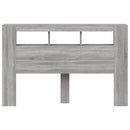 sengegavl 160x18,5x103,5 cm LED-lys konstrueret træ grå sonoma