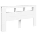 sengegavl med LED-lys 180x18,5x103,5 cm konstrueret træ hvid