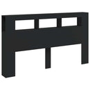 sengegavl med LED-lys 180x18,5x103,5 cm konstrueret træ sort
