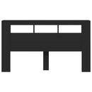 sengegavl med LED-lys 180x18,5x103,5 cm konstrueret træ sort