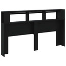 sengegavl med LED-lys 180x18,5x103,5 cm konstrueret træ sort
