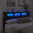 sengegavl med LED-lys 180x18,5x103,5 cm konstrueret træ sort