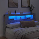 sengegavl m. LED-lys 180x18,5x103,5 cm konstrueret træ betongrå