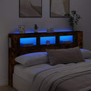 sengegavl m. LED-lys 180x18,5x103,5 cm konstrueret træ røget eg