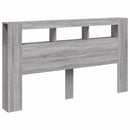 sengegavl 180x18,5x103,5 cm LED-lys konstrueret træ grå sonoma
