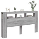 sengegavl 180x18,5x103,5 cm LED-lys konstrueret træ grå sonoma