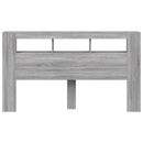 sengegavl 180x18,5x103,5 cm LED-lys konstrueret træ grå sonoma