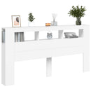 sengegavl med LED-lys 200x18,5x103,5 cm konstrueret træ hvid