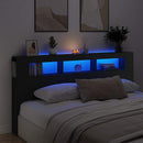 sengegavl med LED-lys 200x18,5x103,5 cm konstrueret træ sort
