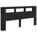 sengegavl med LED-lys 200x18,5x103,5 cm konstrueret træ sort