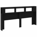 sengegavl med LED-lys 200x18,5x103,5 cm konstrueret træ sort