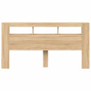 sengegavl 200x18,5x103,5 cm LED-lys konstrueret træ sonoma-eg