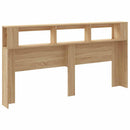 sengegavl 200x18,5x103,5 cm LED-lys konstrueret træ sonoma-eg