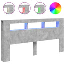 sengegavl m. LED-lys 200x18,5x103,5 cm konstrueret træ betongrå