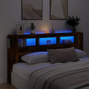 sengegavl m. LED-lys 200x18,5x103,5 cm konstrueret træ røget eg