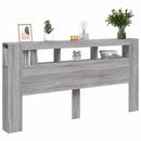 sengegavl 200x18,5x103,5 cm LED-lys konstrueret træ grå sonoma