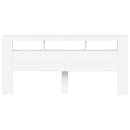 sengegavl med LED-lys 220x18,5x103,5 cm konstrueret træ hvid