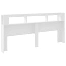 sengegavl med LED-lys 220x18,5x103,5 cm konstrueret træ hvid