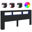 sengegavl med LED-lys 220x18,5x103,5 cm konstrueret træ sort