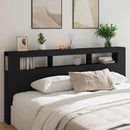 sengegavl med LED-lys 220x18,5x103,5 cm konstrueret træ sort