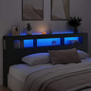 sengegavl med LED-lys 220x18,5x103,5 cm konstrueret træ sort