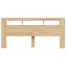 sengegavl 220x18,5x103,5 cm LED-lys konstrueret træ sonoma-eg