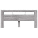 sengegavl 220x18,5x103,5 cm LED-lys konstrueret træ grå sonoma