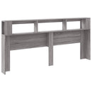 sengegavl 220x18,5x103,5 cm LED-lys konstrueret træ grå sonoma