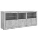 skænk med LED-lys 162x37x67 cm betongrå