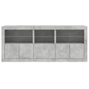 skænk med LED-lys 162x37x67 cm betongrå