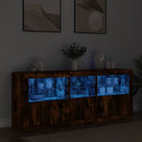 skænk med LED-lys 162x37x67 cm røget eg