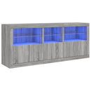 skænk med LED-lys 162x35x75 cm grå sonoma-eg