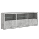 skænk med LED-lys 181,5x37x67 cm betongrå