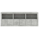 skænk med LED-lys 181,5x37x67 cm betongrå