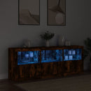 skænk med LED-lys 181,5x37x67cm røget egetræsfarve