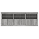 skænk med LED-lys 181,5x37x67 cm grå sonoma-eg