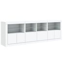 skænk med LED-lys 202x37x67 cm hvid