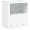 skænk med LED-lys 202x37x67 cm hvid