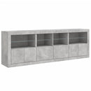 skænk med LED-lys 202x37x67 cm betongrå