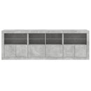skænk med LED-lys 202x37x67 cm betongrå