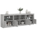 skænk med LED-lys 202x37x67 cm betongrå