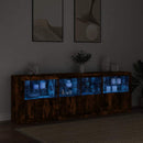 skænk med LED-lys 202x37x67 cm røget egetræsfarve