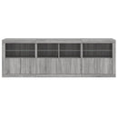 skænk med LED-lys 202x37x67 cm grå sonoma-eg