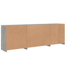 skænk med LED-lys 202x37x67 cm grå sonoma-eg