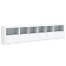 skænk med LED-lys 283x37x67 cm hvid