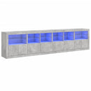 skænk med LED-lys 283x37x67 cm betongrå
